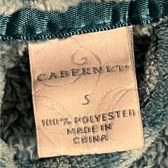 CABERNET robe teal tonal weave pattern thick velour belt tie front size small - Picture 4 of 8